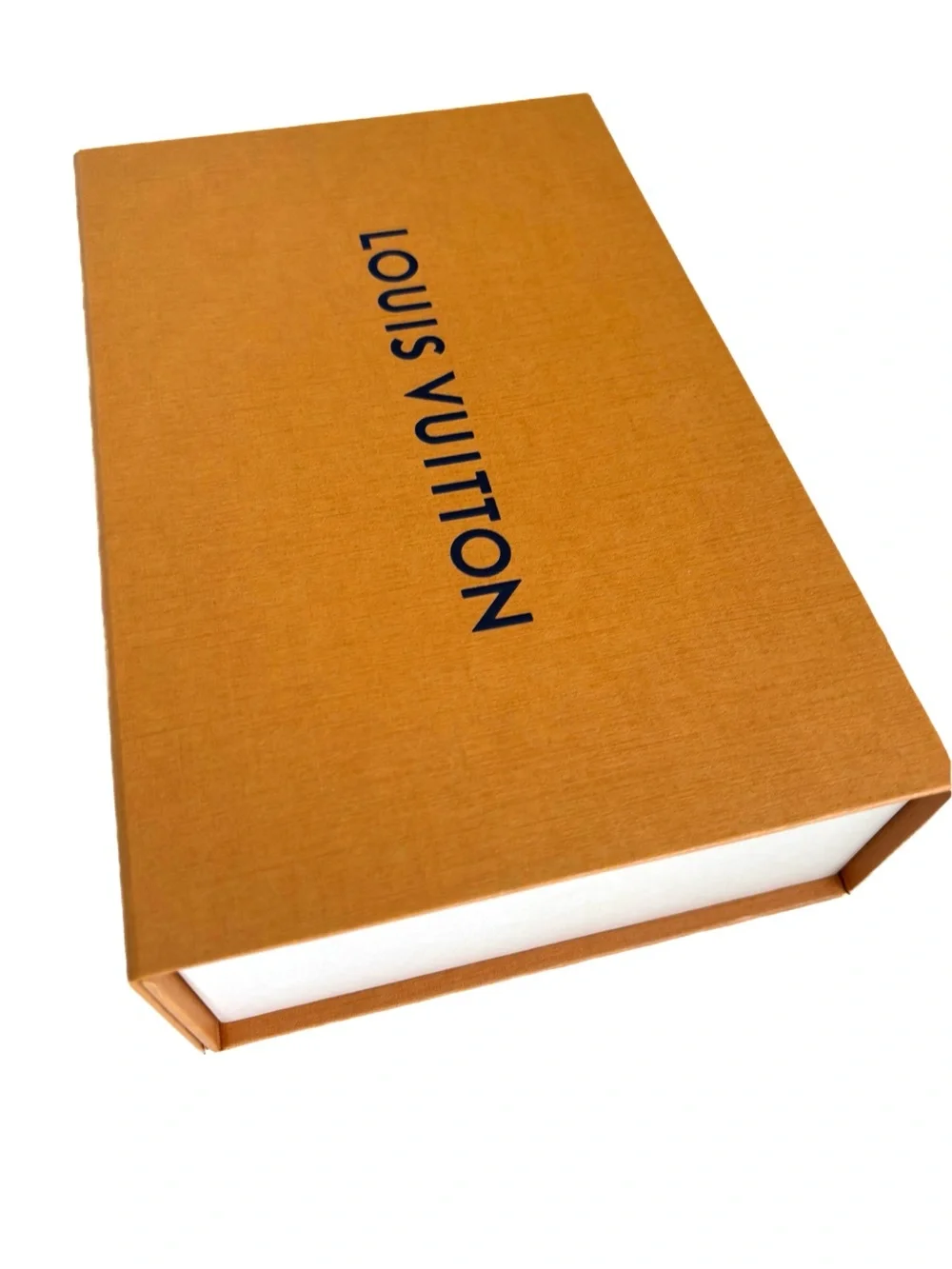 Louis Vuitton LV Orange Magnetic Gift Box and Shopping Bag w/Blue Ribbon Handles